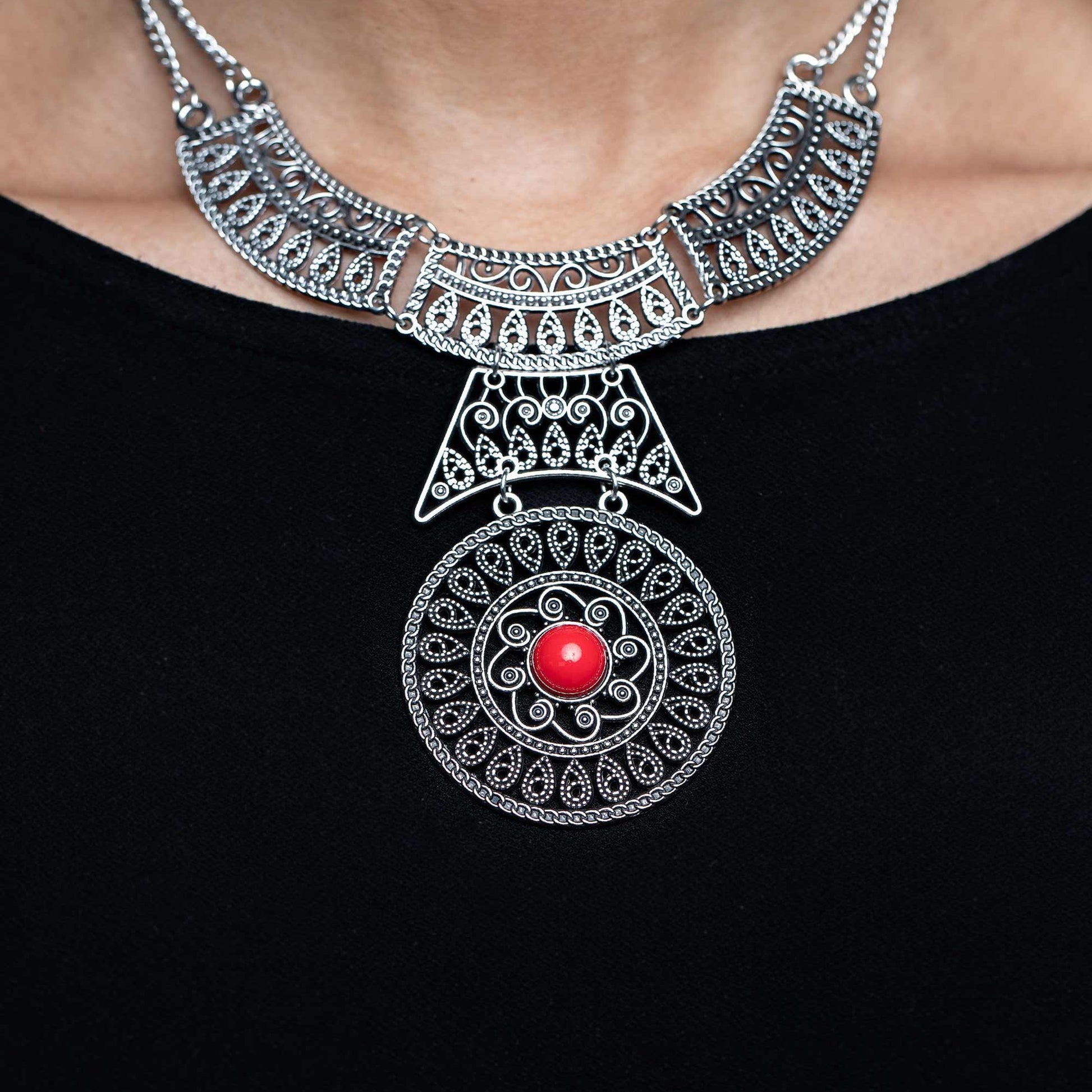 Fetching Filigree - Red Filigree Necklace - Bling by Danielle Baker