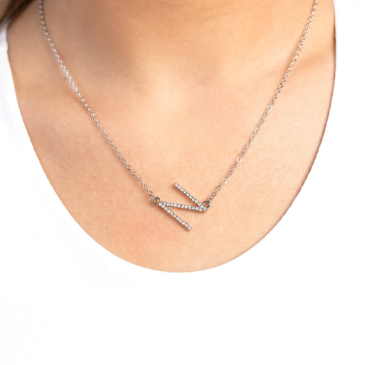 INITIALLY Yours - Silver Letter N Necklace - Bling by Danielle Baker