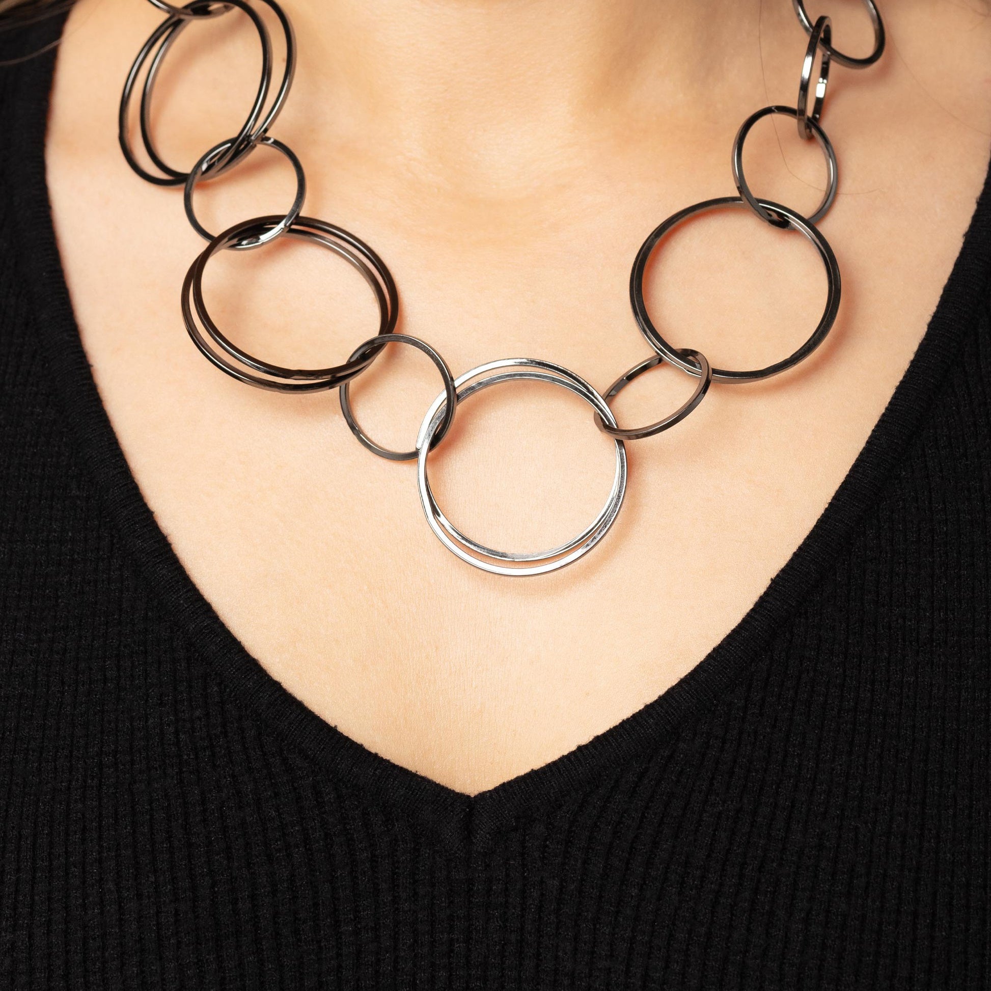 Shimmering Symphony - Black Gunmetal Necklace - Bling by Danielle Baker