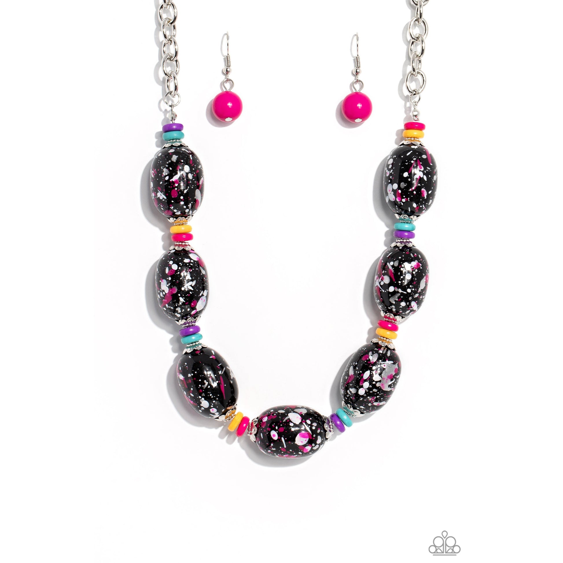 No Laughing SPLATTER - Pink Necklace - Bling by Danielle Baker