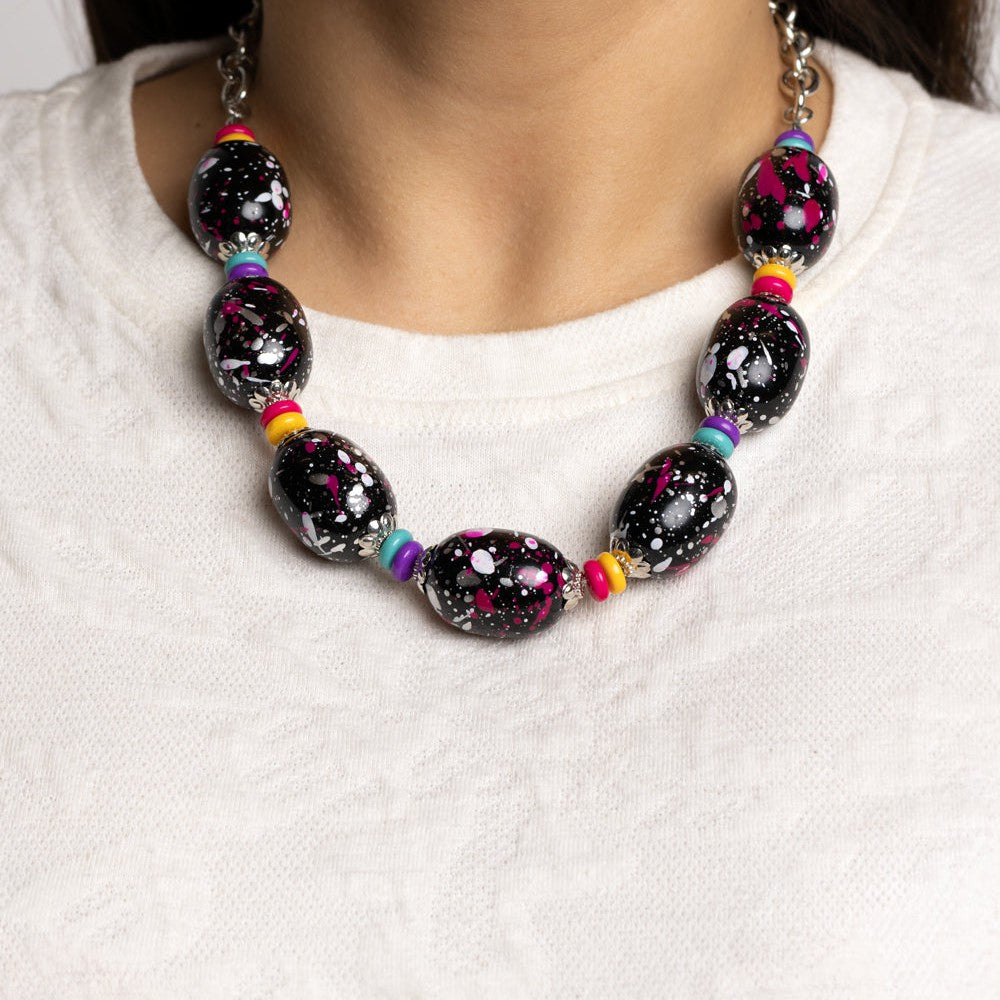 No Laughing SPLATTER - Pink Necklace - Bling by Danielle Baker