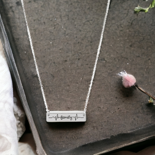 Living The Mom Life - Silver "Family" Necklace - Bling by Danielle Baker