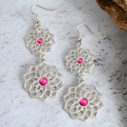 Posh Posy - Pink Floral Earrings - Bling by Danielle Baker