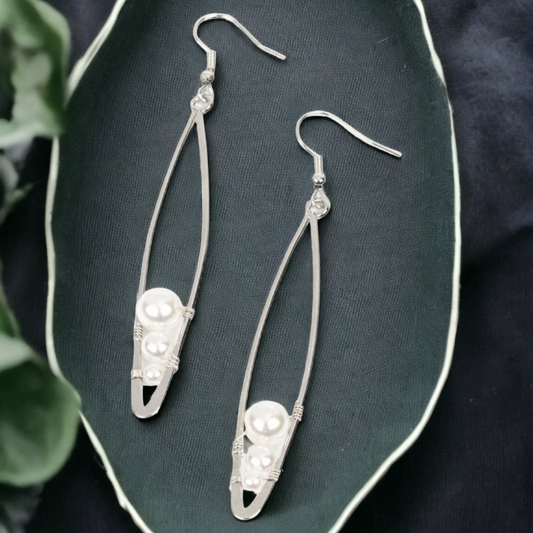 Atlantic Allure - White Pearl Earrings - Bling by Danielle Baker