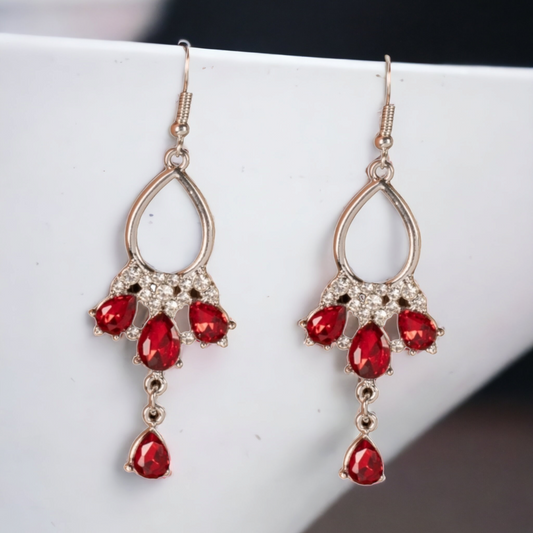 Coming in Clutch - Red Rhinestone Earrings - Bling by Danielle Baker