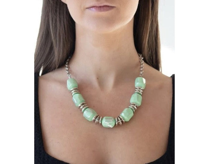 Girl Grit - Green Metallic Necklace - Bling by Danielle Baker