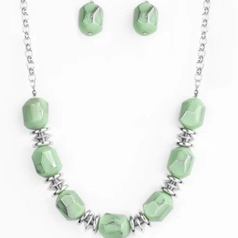 Girl Grit - Green Metallic Necklace - Bling by Danielle Baker