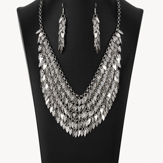 RETIRED VINTAGE- The NaKisha 2021- Paparazzi Exclusive Zi Collection Silver & Rhinestone Necklace - Bling By Danielle