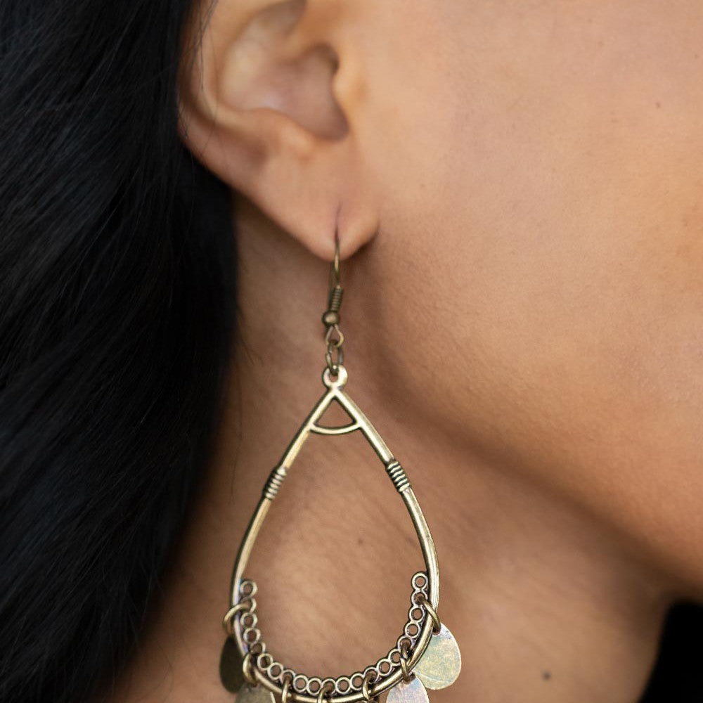 Meet Your Music Maker - Brass Earrings - Bling by Danielle Baker