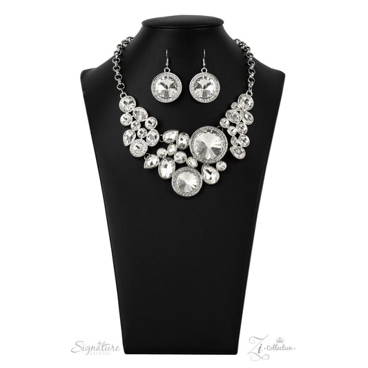 RETIRED VINTAGE- The Danielle 2021- Paparazzi Exclusive Zi Collection White Rhinestone Necklace - Bling By Danielle