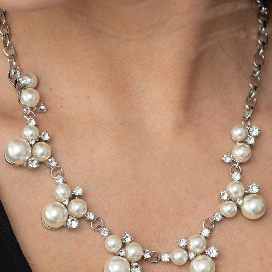 Toast To Perfection - Silver Pearl Blockbuster Necklace - Bling by Danielle Baker