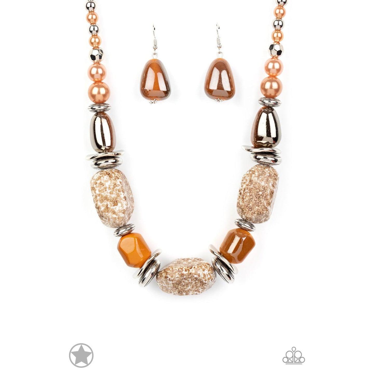 In Good Glazes - Peach Brown Blockbuster Necklace - A Large Selection Hand-Chains And Jewelry On rainbowartsreview,Women's Jewelry | Necklaces, Earrings, Bracelets