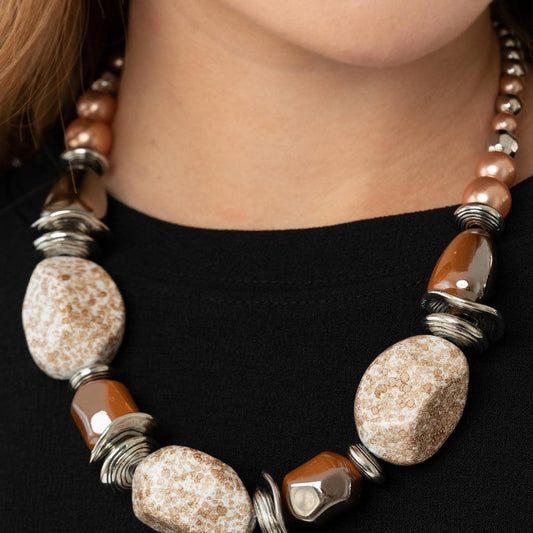 In Good Glazes - Peach Brown Blockbuster Necklace - A Large Selection Hand-Chains And Jewelry On rainbowartsreview,Women's Jewelry | Necklaces, Earrings, Bracelets