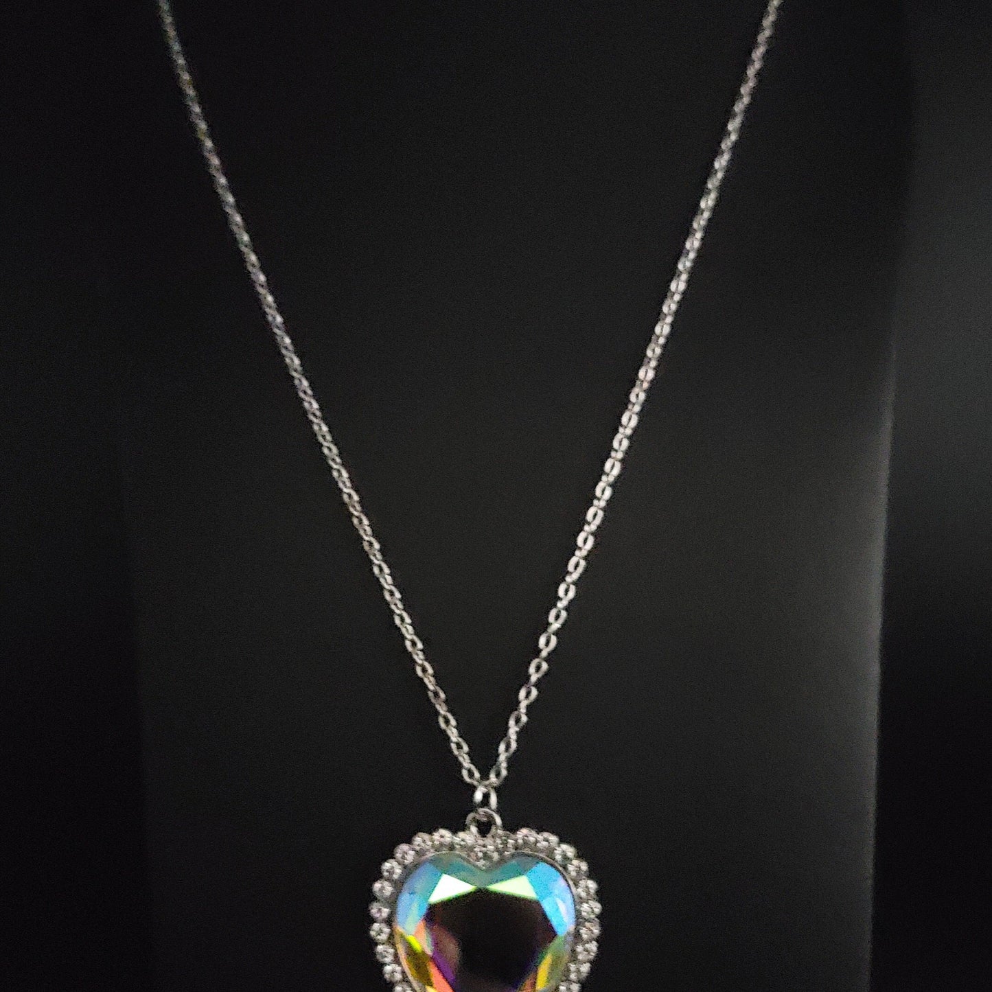 Prismatically Twitterpated - Multi Iridescent Heart Necklace - Danielle Baker's Black Diamond Exclusive