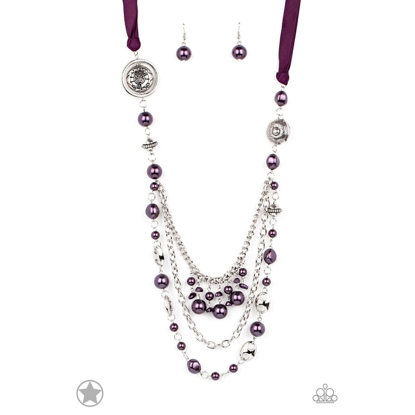 All The Trimmings - Purple Ribbon Blockbuster Necklace - A Large Selection Hand-Chains And Jewelry On rainbowartsreview,Women's Jewelry | Necklaces, Earrings, Bracelets