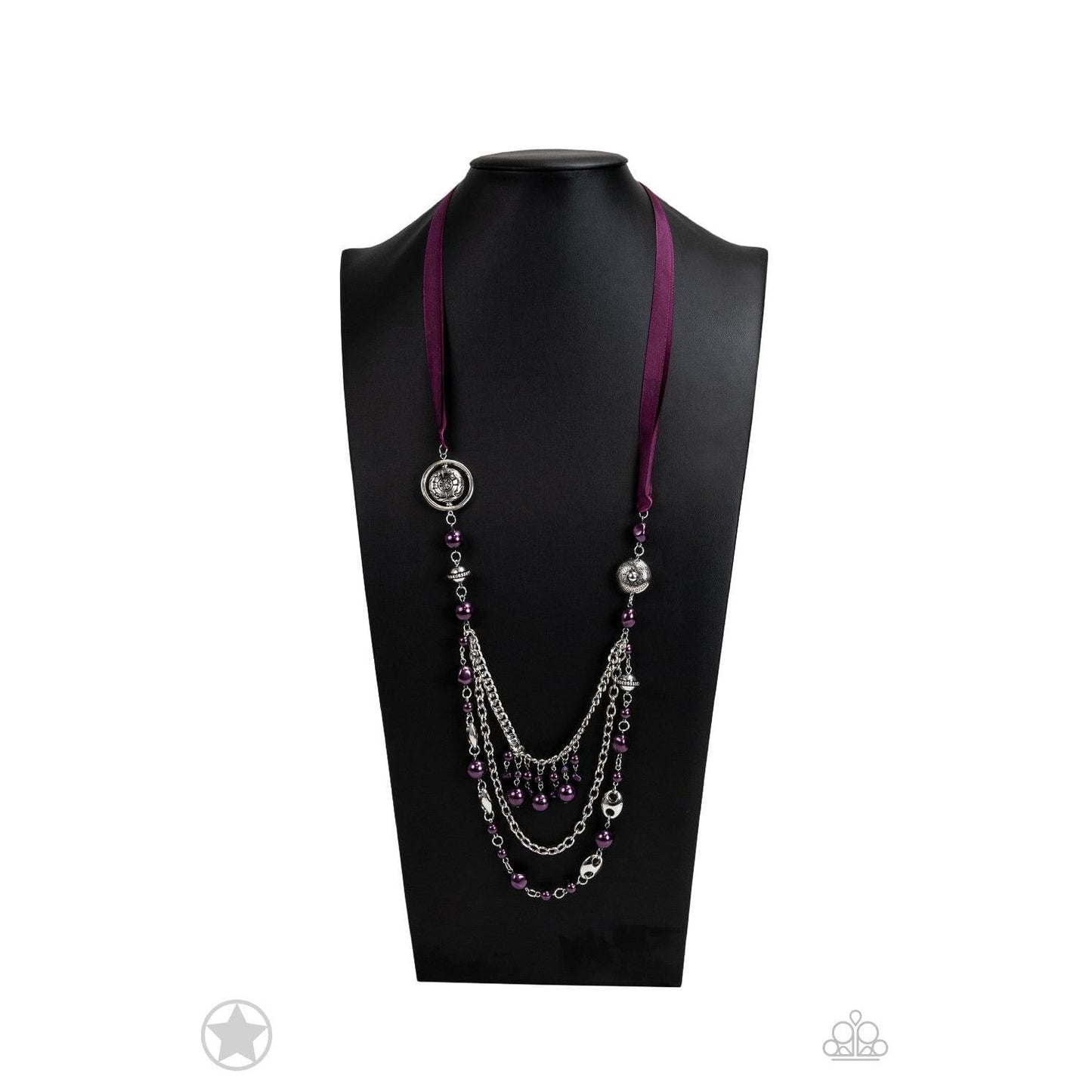 All The Trimmings - Purple Ribbon Blockbuster Necklace - A Large Selection Hand-Chains And Jewelry On rainbowartsreview,Women's Jewelry | Necklaces, Earrings, Bracelets