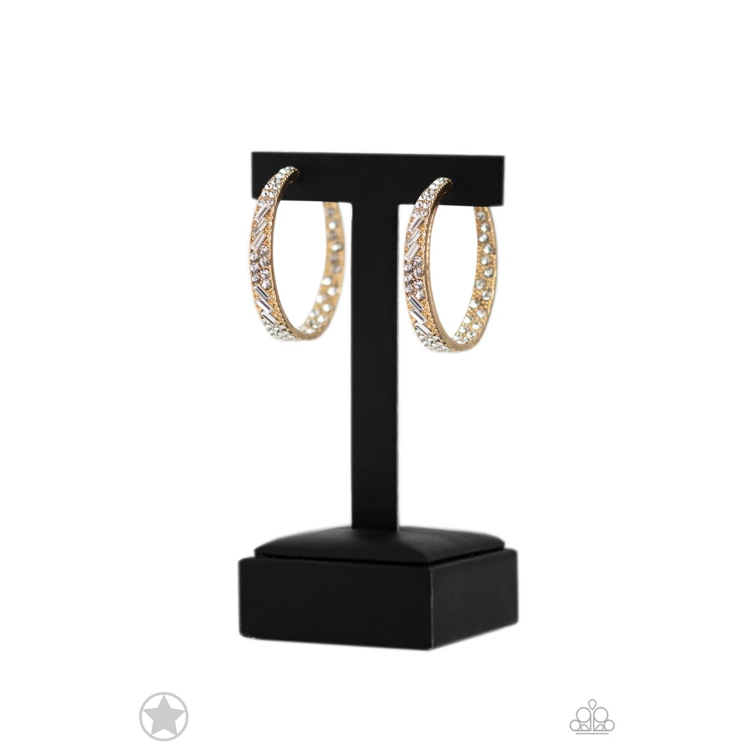 GLITZY By Association - Gold Blockbuster Rhinestone Hoop Earrings - rainbowartsreview