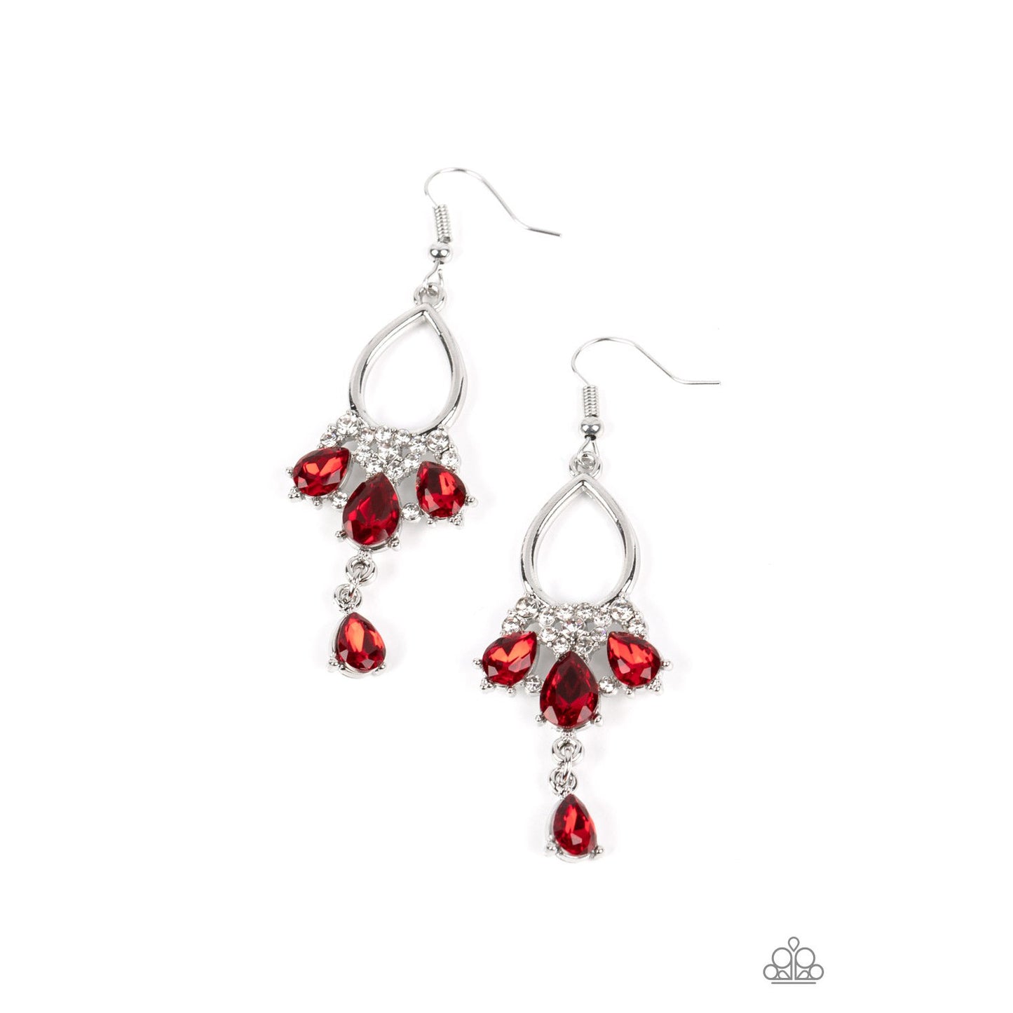 Coming in Clutch - Red Rhinestone Earrings - Bling by Danielle Baker