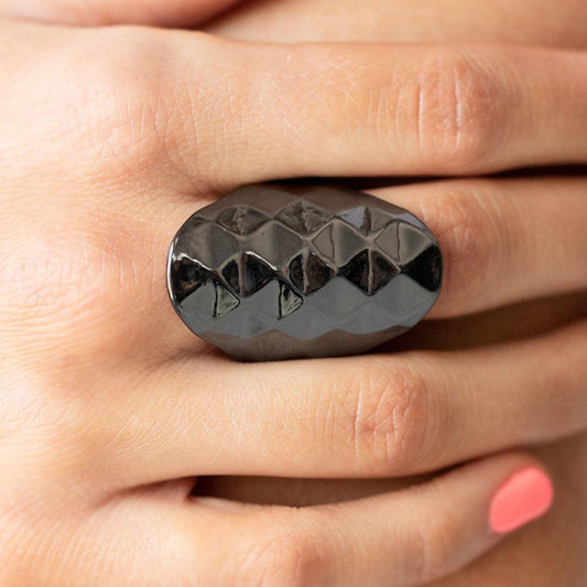 Ferociously Faceted - Black Gunmetal Ring - A Large Selection Hand-Chains And Jewelry On rainbowartsreview,Women's Jewelry | Necklaces, Earrings, Bracelets