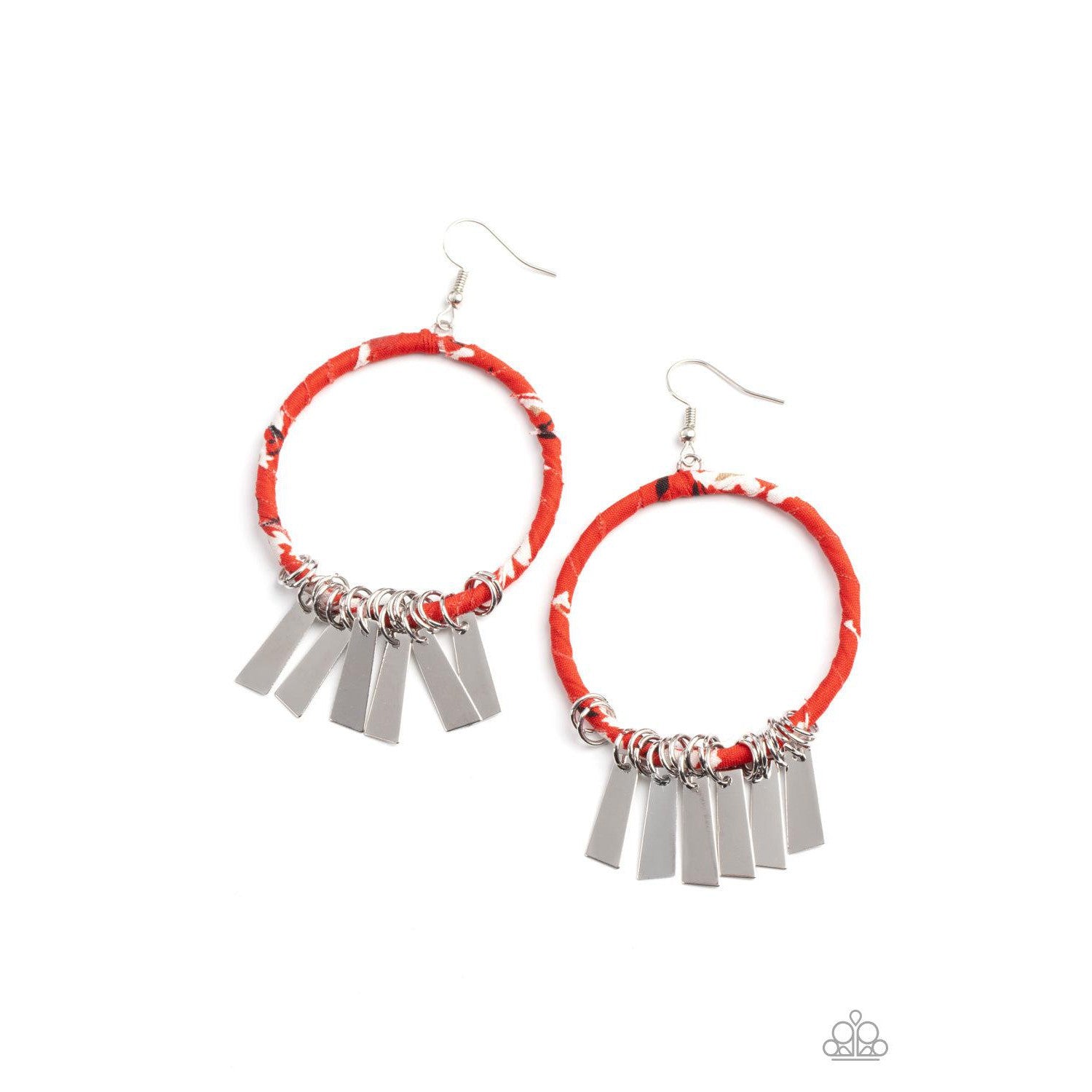 Garden Chimes - Red Floral Hoop Earrings - rainbowartsreview