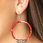 Garden Chimes - Red Floral Hoop Earrings - rainbowartsreview