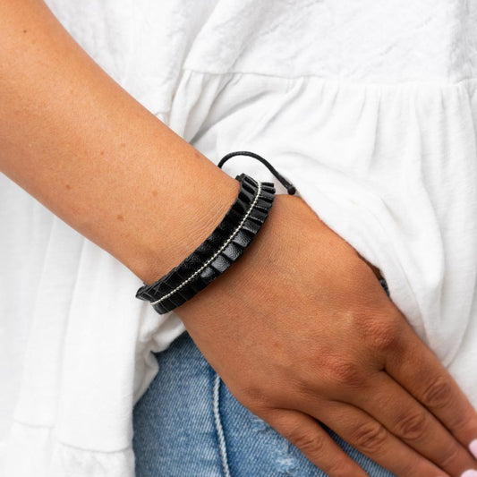 Hard to PLEATS - Black Leather Bracelet - A Large Selection Hand-Chains And Jewelry On rainbowartsreview,Women's Jewelry | Necklaces, Earrings, Bracelets