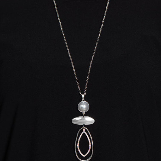 Modern Day Demure - Silver Multi Iridescent Necklace - Bling by Danielle Baker