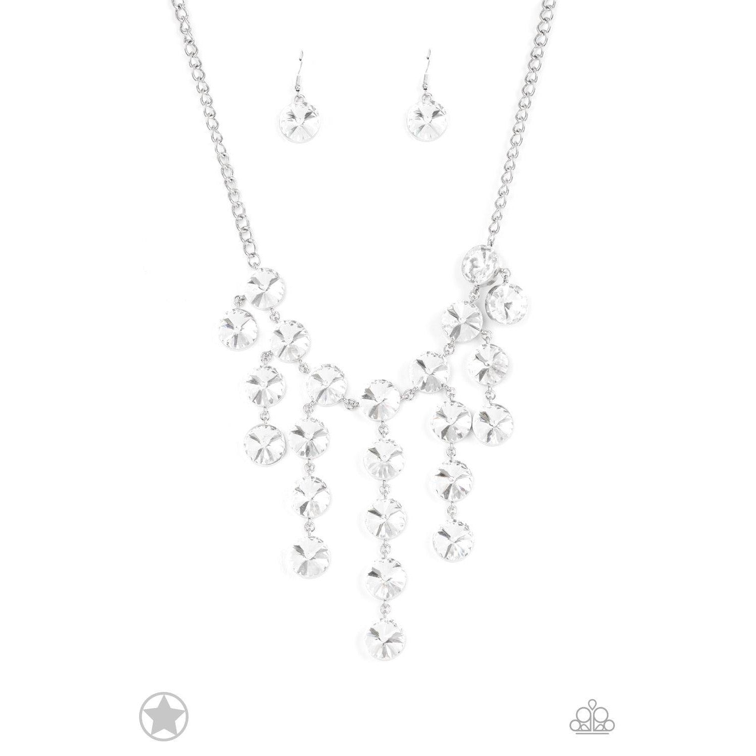 Spotlight Stunner - White Rhinestone Blockbuster Necklace - A Large Selection Hand-Chains And Jewelry On rainbowartsreview,Women's Jewelry | Necklaces, Earrings, Bracelets