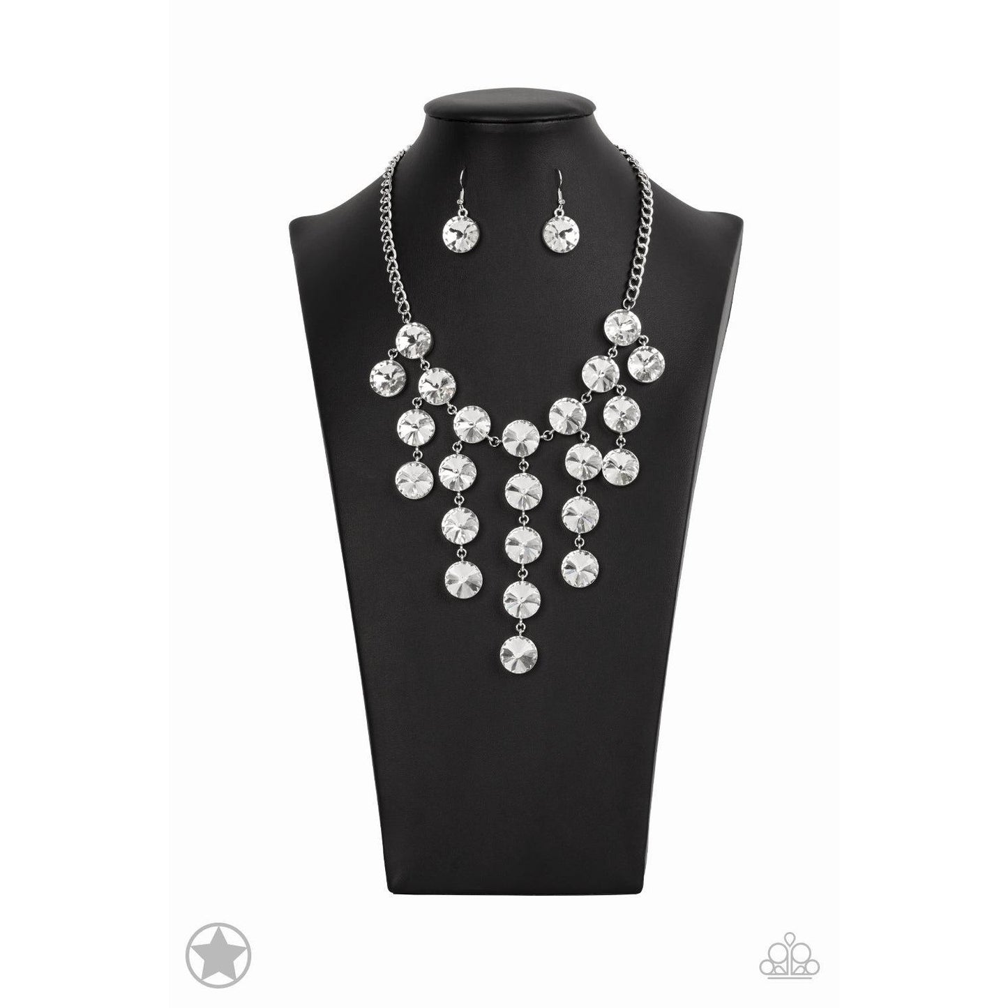 Spotlight Stunner - White Rhinestone Blockbuster Necklace - A Large Selection Hand-Chains And Jewelry On rainbowartsreview,Women's Jewelry | Necklaces, Earrings, Bracelets