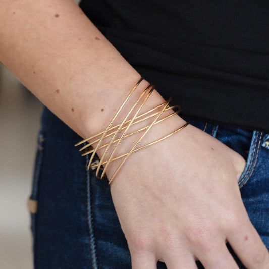 Strike Out Shimmer - Gold Cuff Bracelet - Bling by Danielle Baker