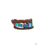 Textile Texting - Blue & Brown Bracelet