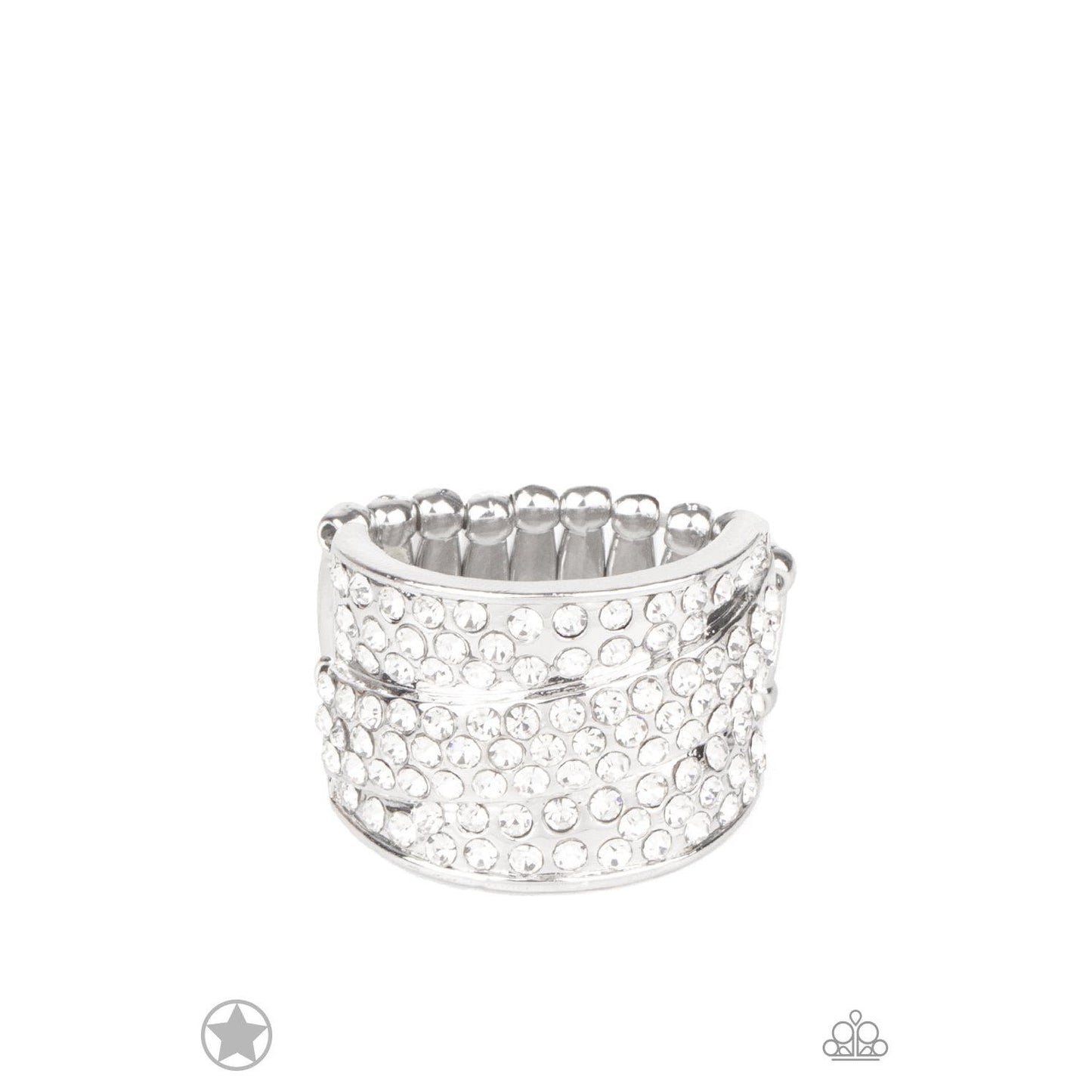 The Millionaires Club - White Rhinestone Blockbuster Ring - A Large Selection Hand-Chains And Jewelry On rainbowartsreview,Women's Jewelry | Necklaces, Earrings, Bracelets