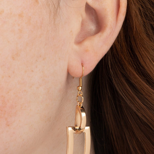 Blazing Buckles - Gold Earrings - Bling by Danielle Baker