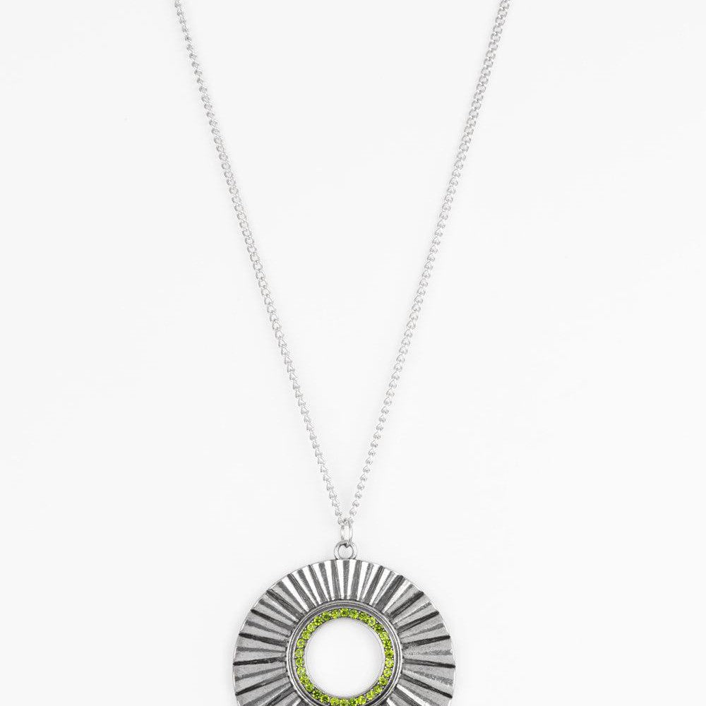 Chicly Centered - Green Rhinestone - Paparazzi Accessories Necklace