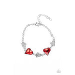 Cluelessly Crushing - Red Heart Bracelet - Bling by Danielle Baker