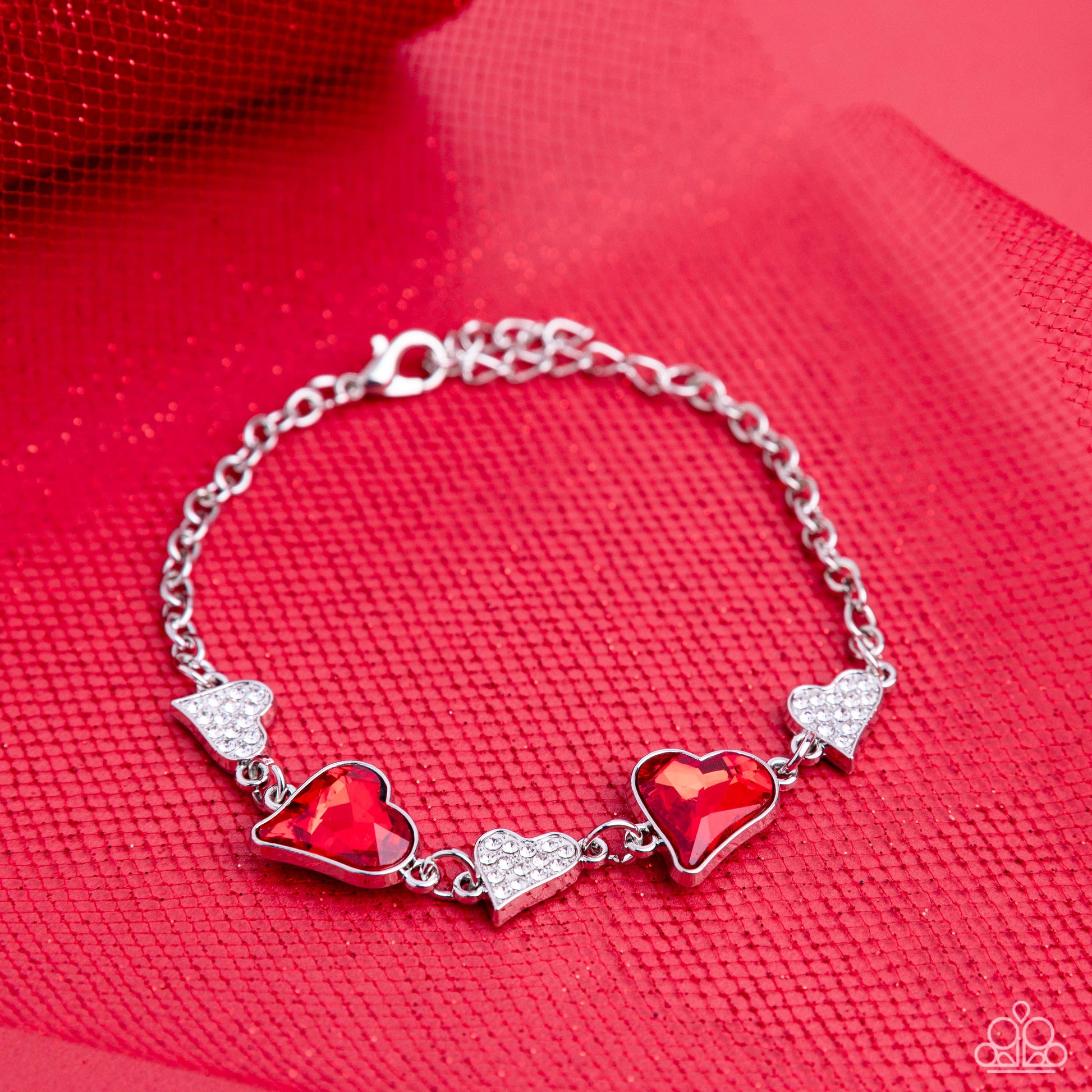 Cluelessly Crushing - Red Heart Bracelet - Bling by Danielle Baker