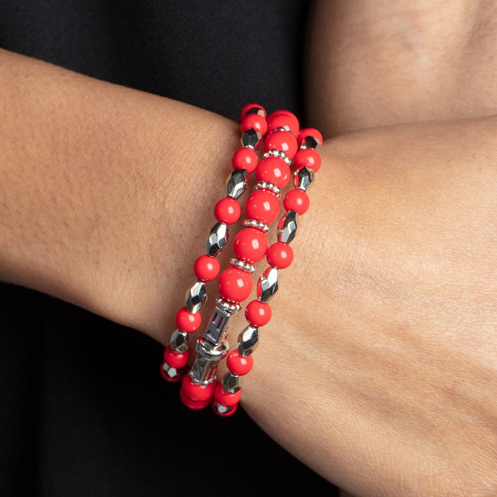 Colorfully Coiled - Red Coil Bracelet - Bling by Danielle Baker