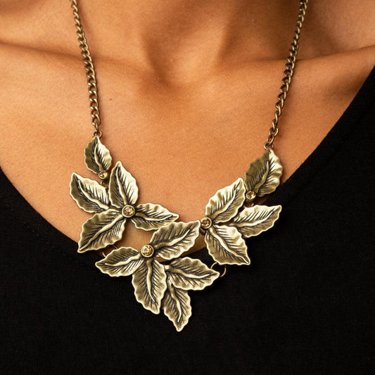 Holly Heiress - Brass Leaf - Paparazzi Accessories Necklace