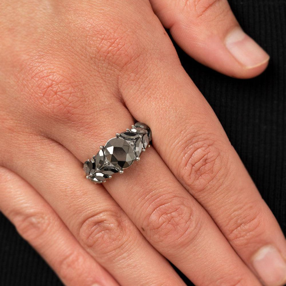 Smooth Smolder - Silver Hematite Ring - Bling by Danielle Baker