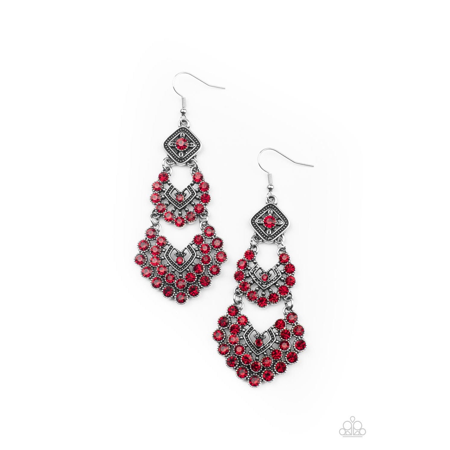 All For The GLAM - Red Earrings - Bling by Danielle Baker