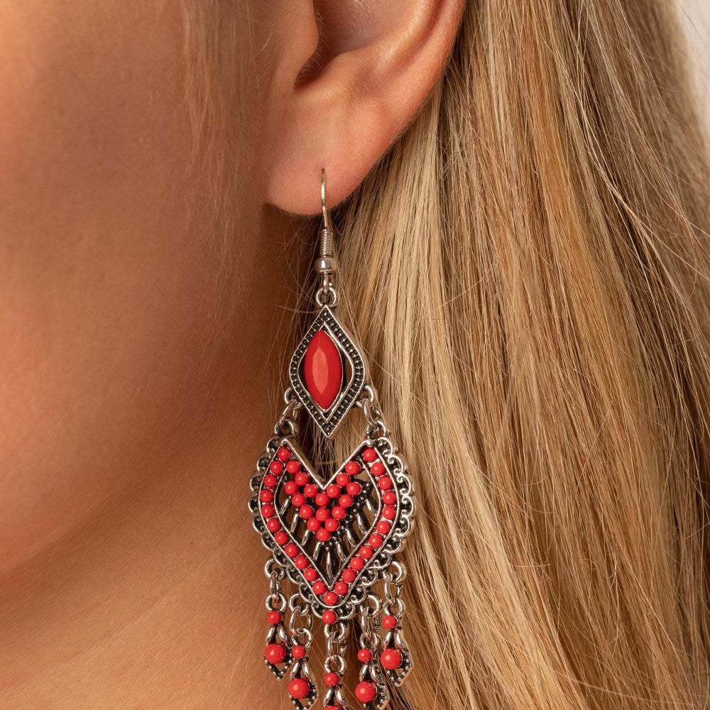Dearly Debonair - Red Earrings - A Large Selection Hand-Chains And Jewelry On rainbowartsreview,Women's Jewelry | Necklaces, Earrings, Bracelets