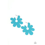 Flower Power Fantasy - Blue Flower Earrings - rainbowartsreview by Danielle Baker