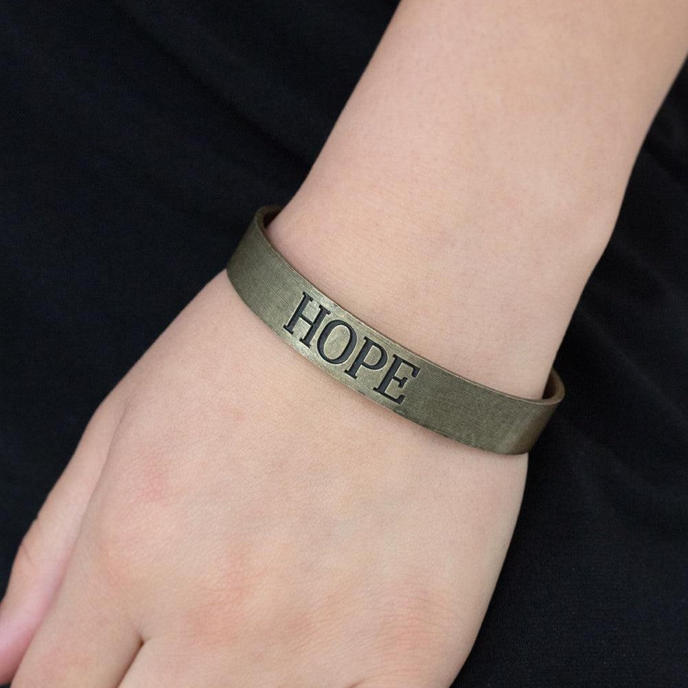Hope Makes The World Go Round - Brass "HOPE"- Paparazzi Accessories Bracelet