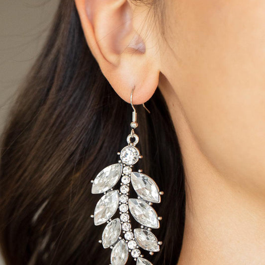 Ice Garden Gala - White Rhinestone Earrings - A Large Selection Hand-Chains And Jewelry On rainbowartsreview,Women's Jewelry | Necklaces, Earrings, Bracelets