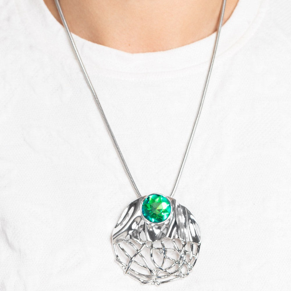 Lush Lattice - Green Necklace - Bling by Danielle Baker