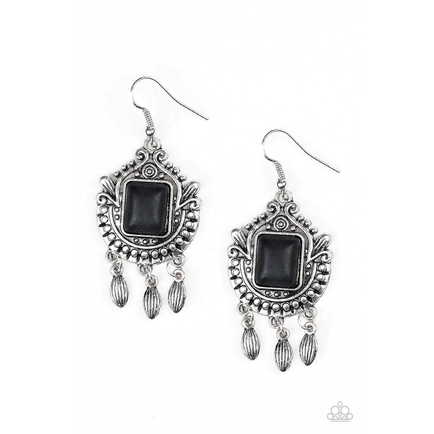 Open Pastures - Black Stone Earrings - Bling by Danielle Baker