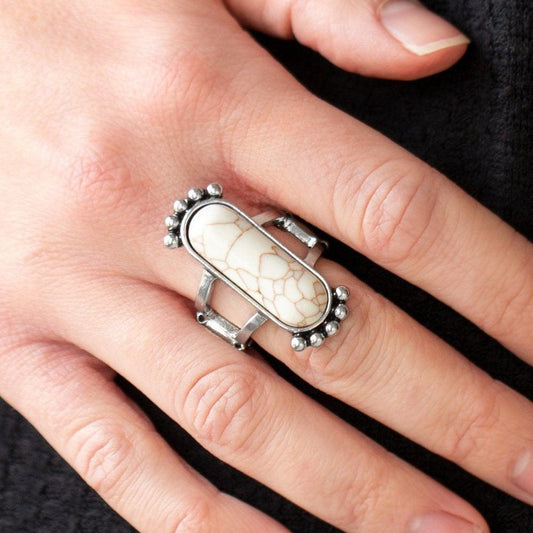 Ranch Relic - White Crackle Stone Ring - Bling by Danielle Baker