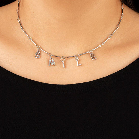 Say My Name - Silver SMILE Necklace - Bling by Danielle Baker