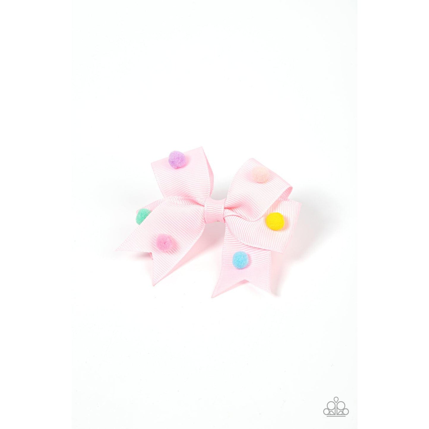 Pom Poms Promenade - Pink Polka Dot Hair Clip - rainbowartsreview