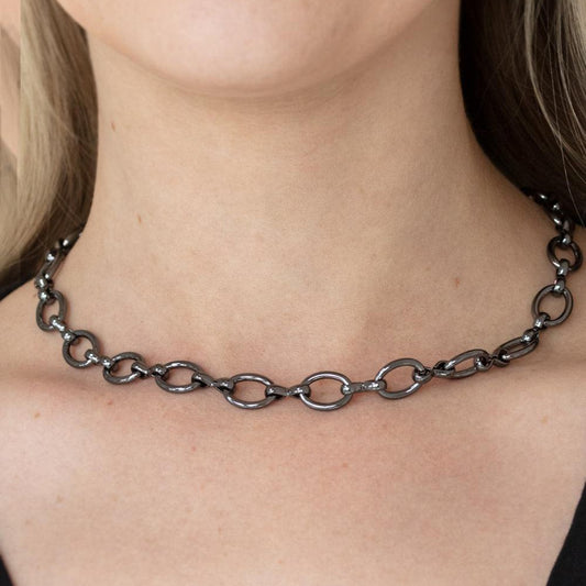Craveable Couture - Black Gunmetal Necklace - Bling by Danielle Baker